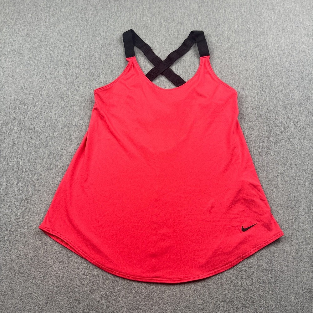 Nike Tank Top Women Small Red Orange Dri-Fit Elastika Training Athletic Gym Yoga